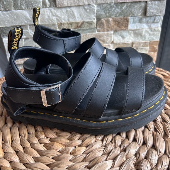 Dr Martens Blaire Platform Black Leather Sandals UK 6.5 EUR 40 Lightweight Punk - Picture 5 of 8